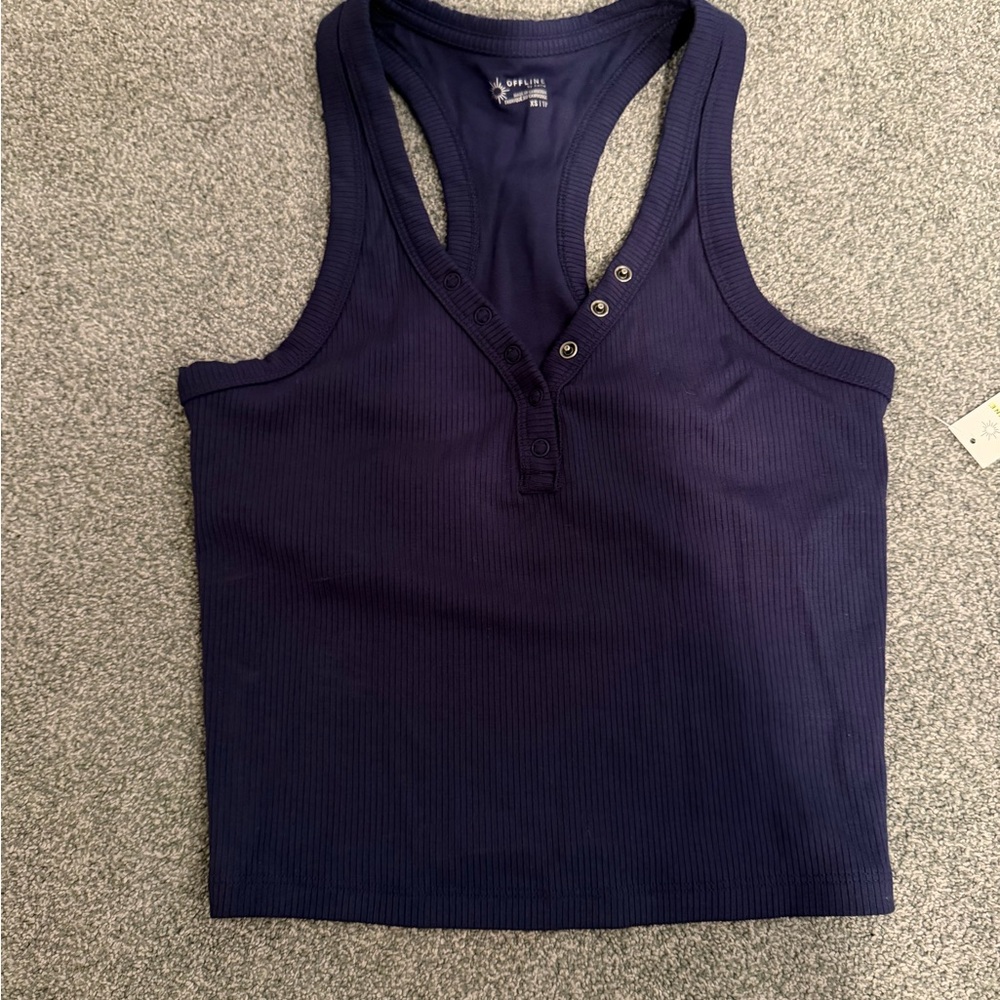 Aerie Navy Ribbed Tank Top